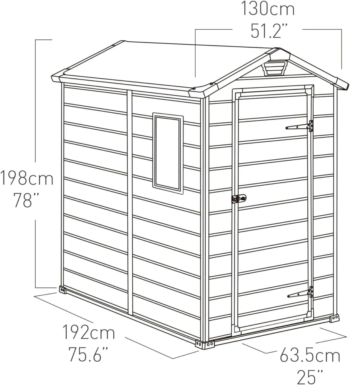 Keter Manor 4X6 - Domek ogrodowy, 130x192x198cm i 2,2m2, Podłoga, System wentylacji, Drzwi i Okno, Wodoodporny, Kolor Szary