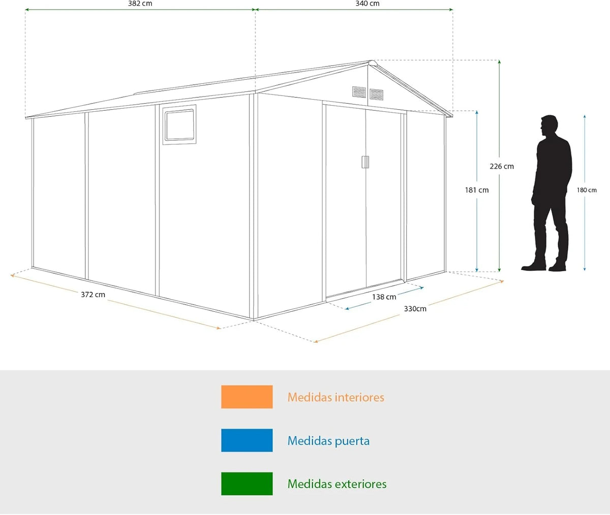 Gardiun Surrey Metalowa Szopa Ogrodowa 13 m2 Zewnętrzna 340x382x226 cm Stalowa z Bocznym Oknem i Efektem Słojów Drewna