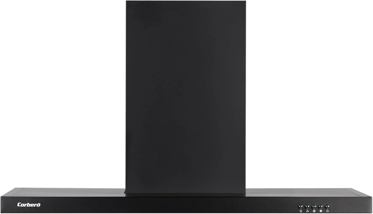 Corberó - Okap Poziomy 90 cm | VOSTOK960B | 647,7 m3/h | 71db | 168W | 3 Prędkości | Sterowanie Przyciskami | 3 Aluminiowe Filtry + Filtr Węglowy | Czarny