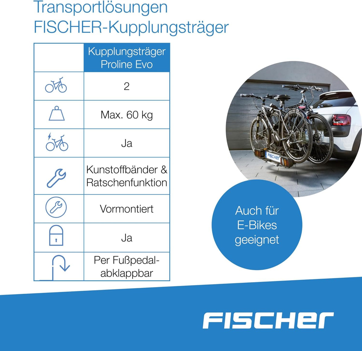 Fischer 126001 Bagażnik, Czarny, Na 2 Rowery