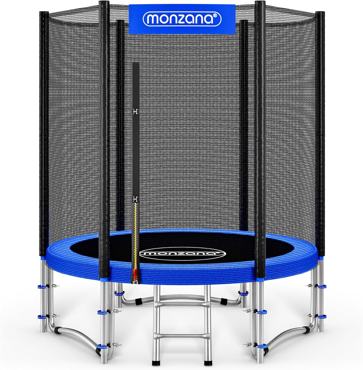 MONZANA® Trampolina ogrodowa Ø 183/244/305/366/427 cm siatka bezpieczeństwa TÜV Süd GS ochrona krawędzi drabinka zestaw kompletny