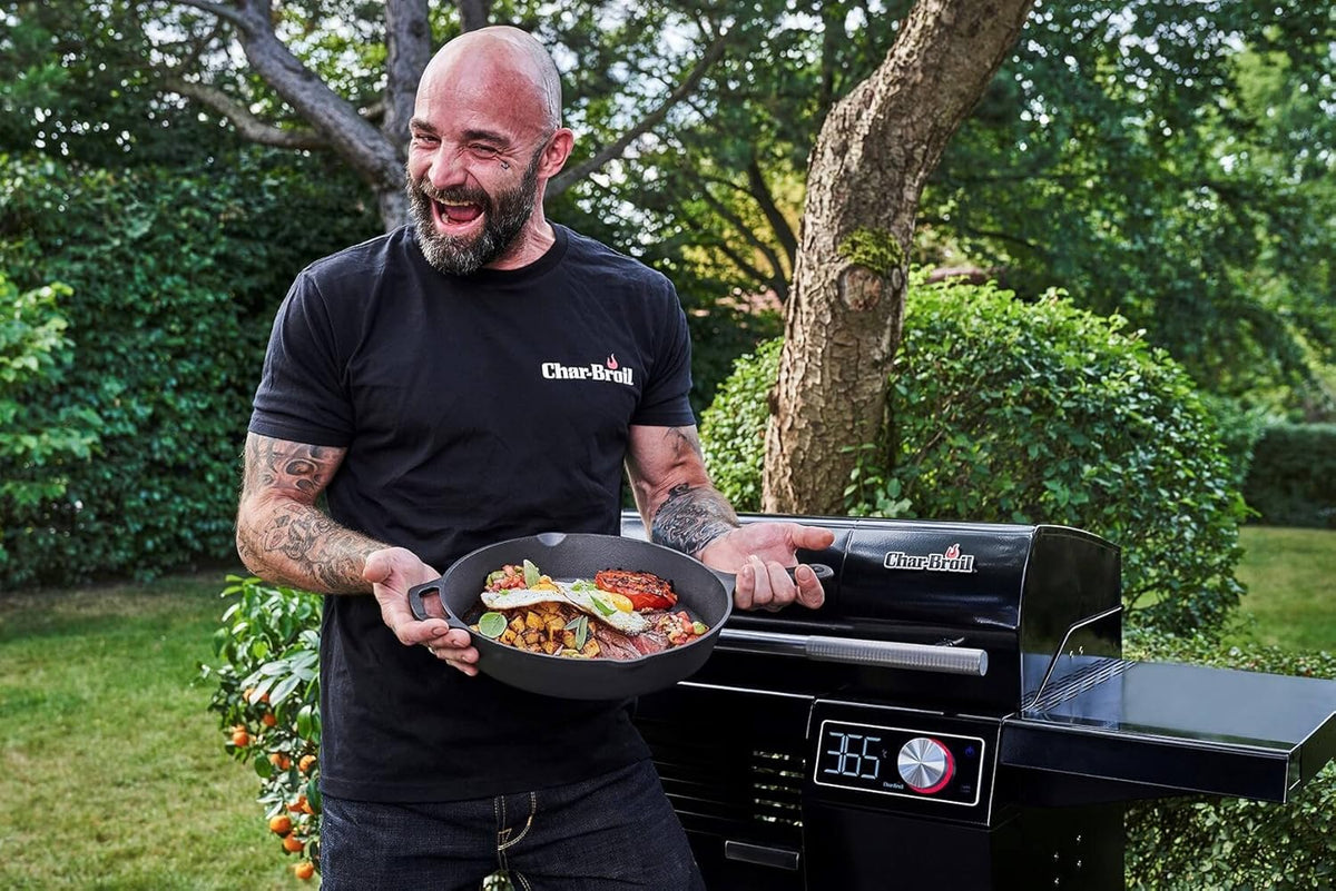 Char-Broil Grill Elektryczny SMART-E - Grill z E-POWER 90-370°C, precyzyjna kontrola temperatury, funkcja czyszczenia - Idealny do gotowania na świeżym powietrzu, w ogrodzie i na patio