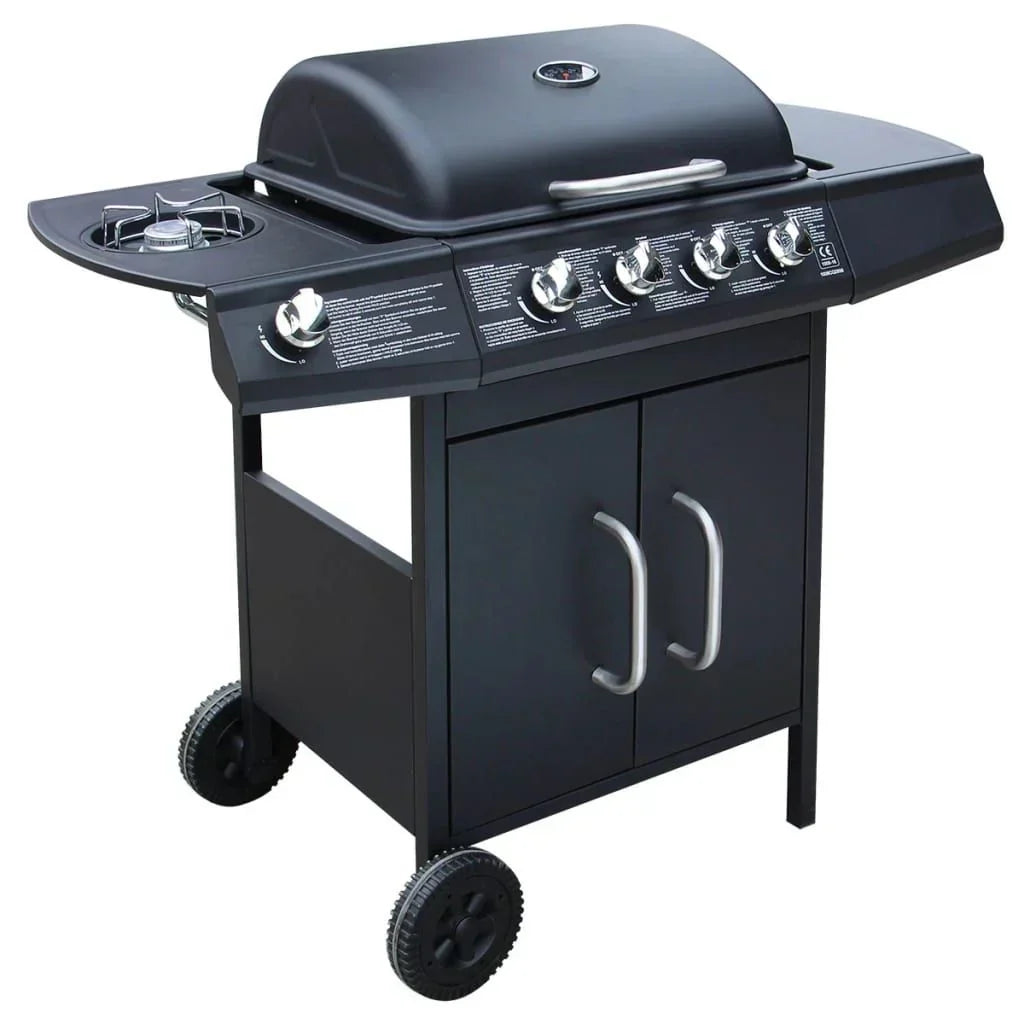Grill Gazowy Barbacoa 4+1 Palniki Czarny Vidaxl