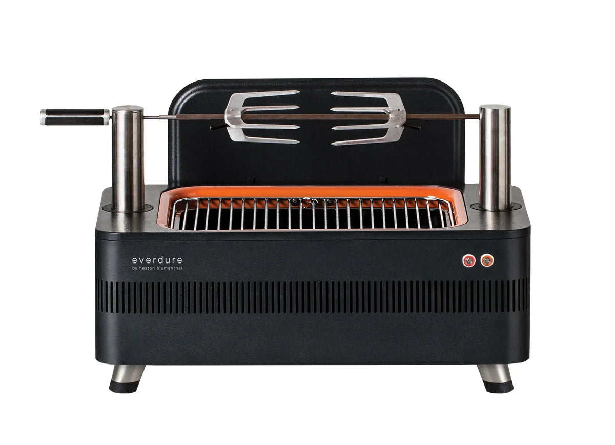 2026 Grill Węglowy z Zapłonem Elektrycznym – Szybkie Rozpalanie Płomieniem 1400W Fast Flame Ignition™ – Zawiera Rożen Obrotowy (15 kg) i Stojak