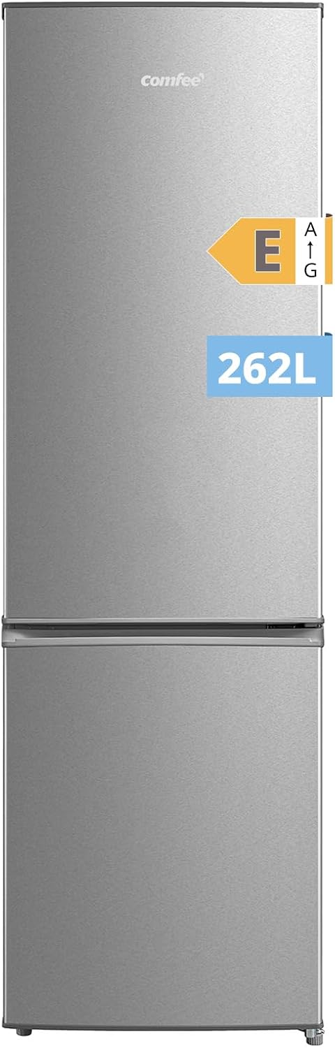 Comfee ' RCB169DK2(E) Lodówka z zamrażarką/Wysokość 150 cm/Low Frost/Regulacja temperatury/Oświetlenie LED/195 kWh/rok/Chłodziarka 115 l/Zamrażarka 59 l/Czarna