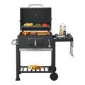 Grill Węglowy Arnad Z 3 Półkami Stalowy 105x114x48cm - Czarny [casa.pro]