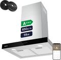 Ciarra CBCS6102 Okap Kuchenny 60cm 650 m³/h - Sterowanie Dotykowe i Wi-Fi - 4 Prędkości - Odsysanie Zewnętrzne i Recyrkulacja Wewnętrzna przez Filtr Węglowy CBCF003 - Stal Nierdzewna