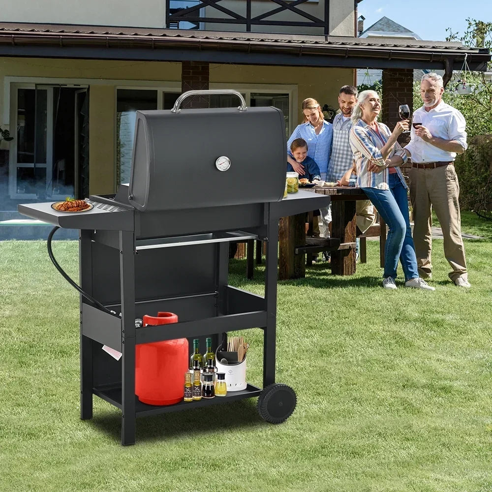 2026 Grill gazowy SEGMART 4-palnikowy ze stali nierdzewnej – 34 200 BTU, grill do ogrodu/na patio z dwoma składanymi półkami i termometrem, idealny na kemping i do gotowania na świeżym powietrzu
