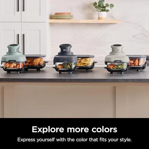 2026 Ninja Crispi Frytownica na gorące powietrze, kompatybilna z mikrofalą, zamrażarką i zmywarką, przenośny system gotowania z nietoksycznego szkła, szklany pojemnik 1,5 l z 6 kubkami i pokrywkami