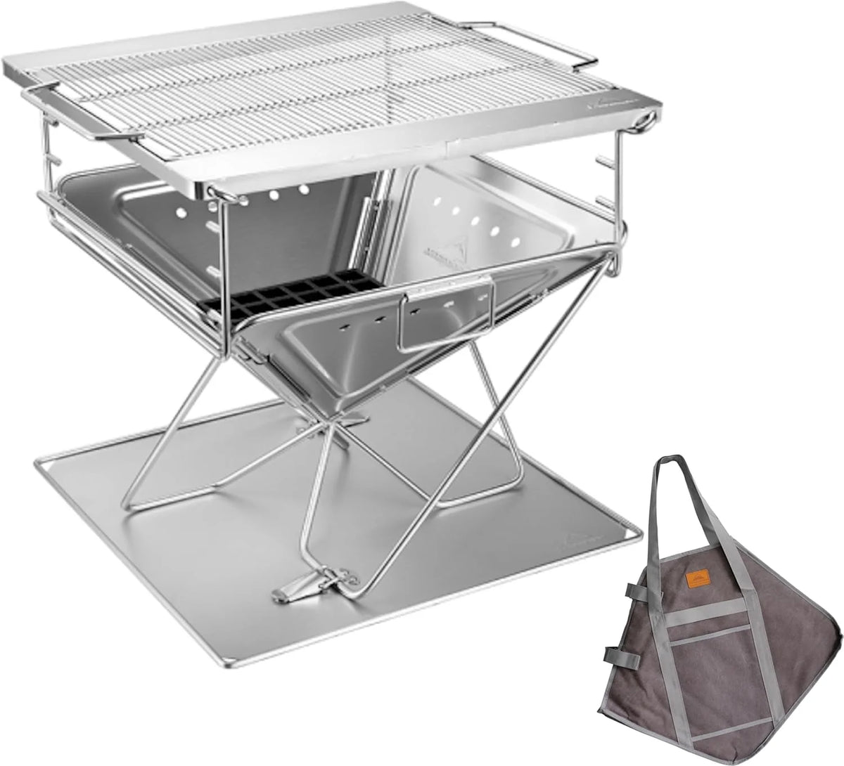 Campingmoon MT-045 składany grill i palenisko ze stali nierdzewnej - duży