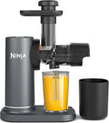 Ninja wyciskarka wolnoobrotowa z dzbankiem na sok 700 ml i pojemnikiem na pulpę 1,1 l do zdrowych soków i napojów, kompaktowa, odłączane części można myć w zmywarce, szara, JC151EU