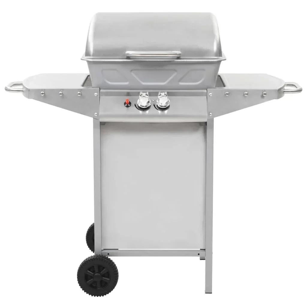 Przenośny grill gazowy z 2 strefami, srebrny, stal nierdzewna Vidaxl