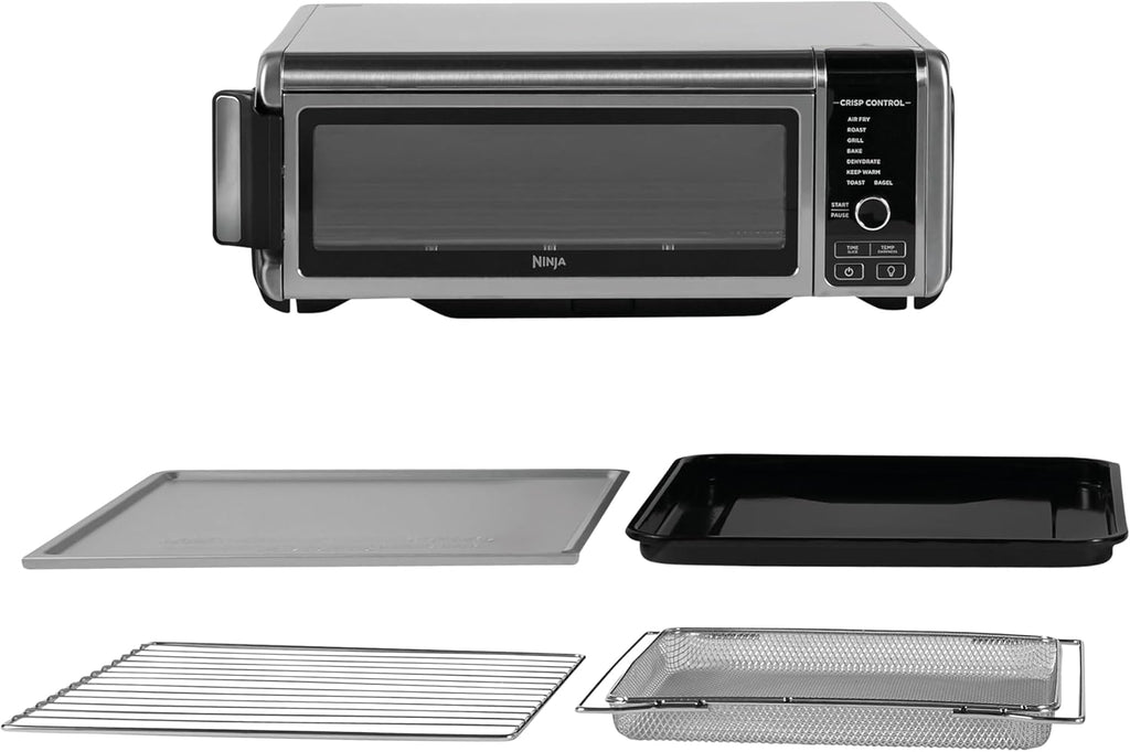 Ninja Foodi 10 w 1, piekarnik wielofunkcyjny, przenośny mini piekarnik na blat, frytkownica beztłuszczowa, pieczenie, grill, ciasta i więcej,10 funkcji gotowania, srebrno/czarny, DT200EU