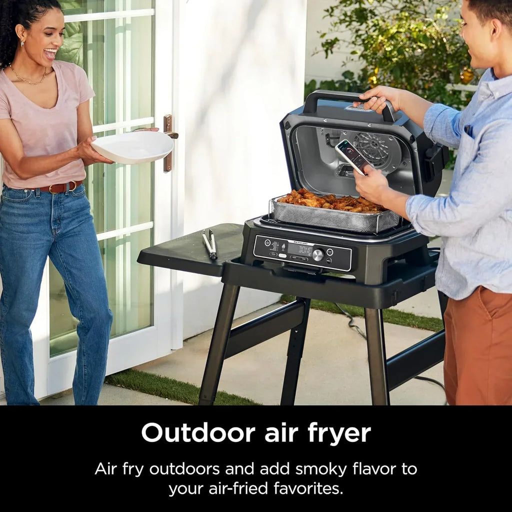 Ninja Woodfire Pro XL Grill i Wędzarnia Zewnętrzna 4 w 1 z Termometrem, Grill Master, Grill Wędzarniczy, Frytkownica Beztłuszczowa Zewnętrzna, Piekarnik, Przenośny, Elektryczny, Ciemnoszary, OG850, 2026