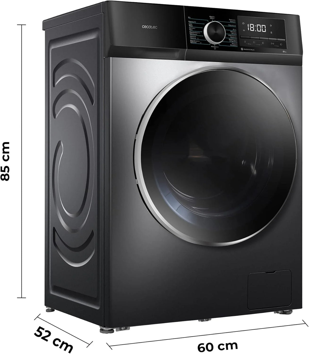 Pralka 8 kg Ładowanie Od Przodu Bolero Dresscode 8500 Inverter Steel A. 1900W, 1400 obr./min, Silnik Inverter Plus, Niskie Zużycie Energii, 16 Programów, SteamMax, Opóźnienie Startu, Stal