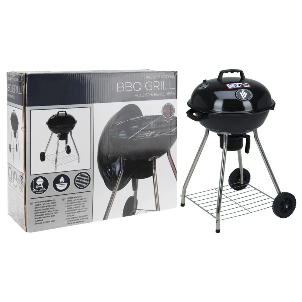 Grill węglowy na kółkach czarny 45 cm Progarden