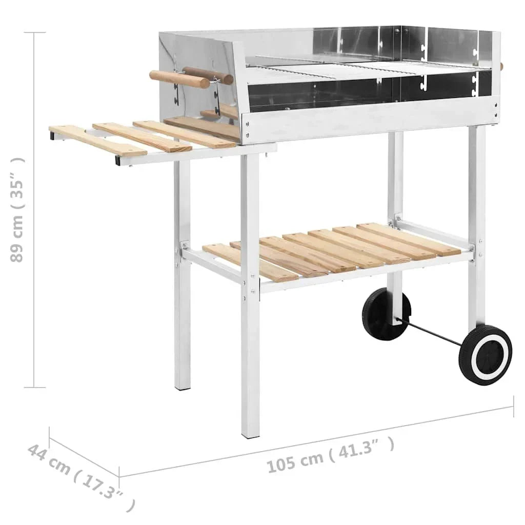 Przenośny Grill Węglowy XXL Ze Stali Nierdzewnej Z 2 Półkami Vidaxl