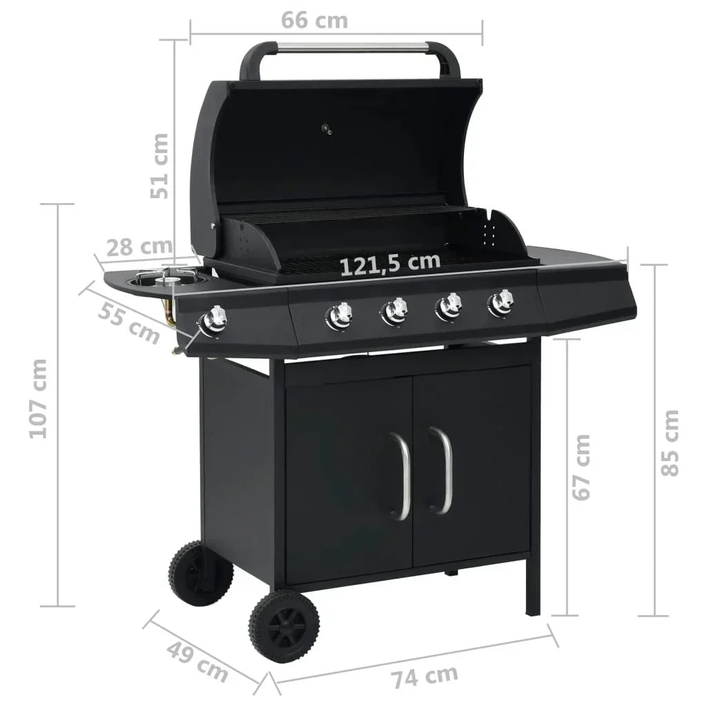Grill Gazowy 4+1 Palniki Czarny Vidaxl