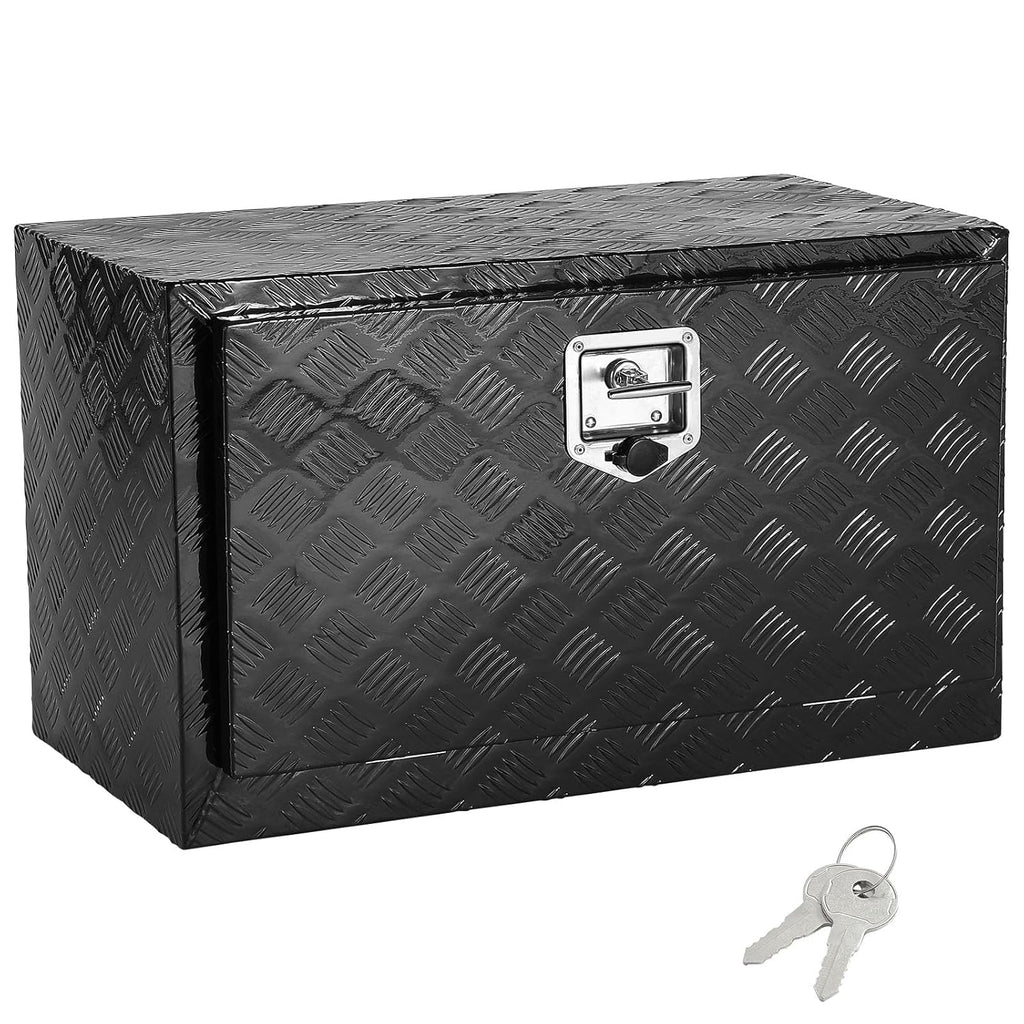 VEVOR Skrzynka Narzędziowa do Samochodu Ciężarowego 914x432x457mm Podramowa Skrzynka Schowek ze Stopu Aluminium Montaż Podwozia z Zamkiem i Kluczami do Przyczep, Samochodów Dostawczych, Czarna