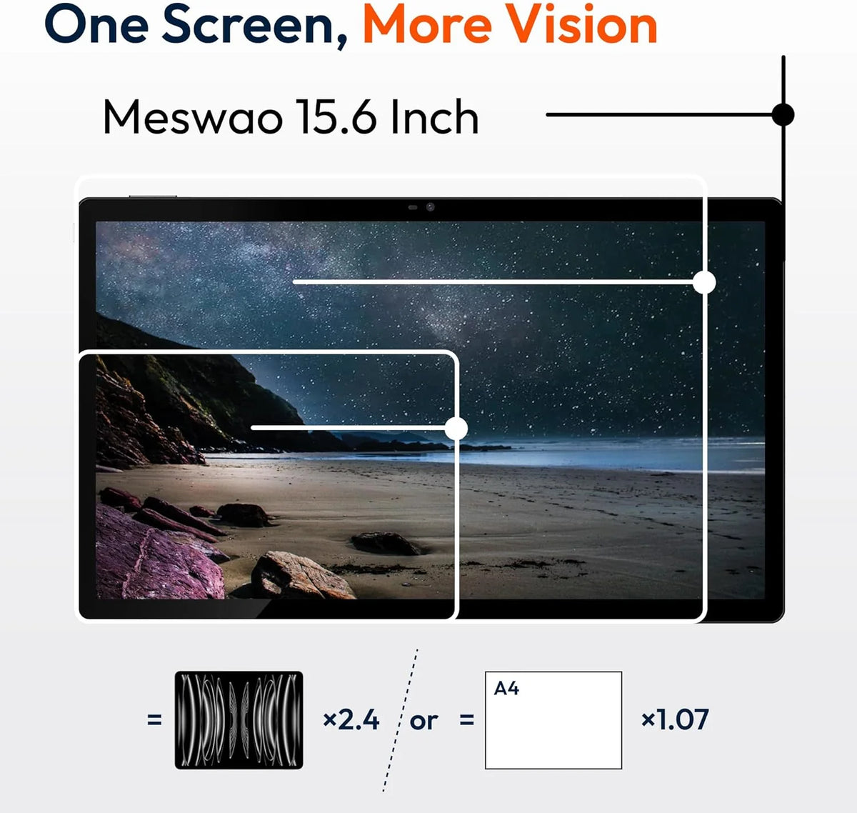 Tablet MESWAO 15,6 cala, najnowszy model 2025 Mes-B3, duży tablet z ekranem IPS, ośmiordzeniowy procesor Helio G99, 6 GB RAM + 128 GB ROM (1 TB TF), 12000 mAh, BT5.0, Wi-Fi 2.4G/5G, Android 14, aparat 32 MP