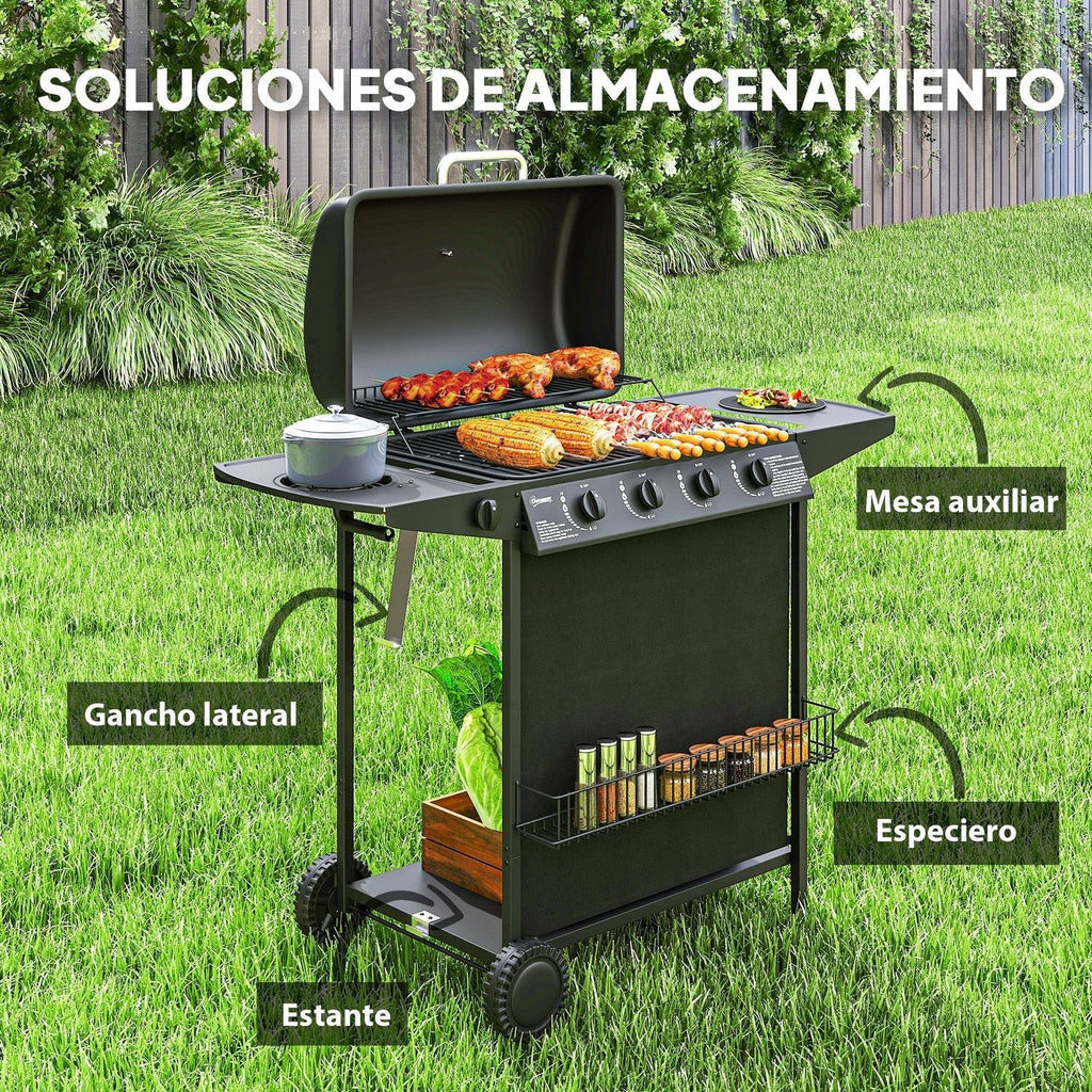 Grill Gazowy Ze Stali Abs 121x54x97 Cm-outsunny. Czarny
