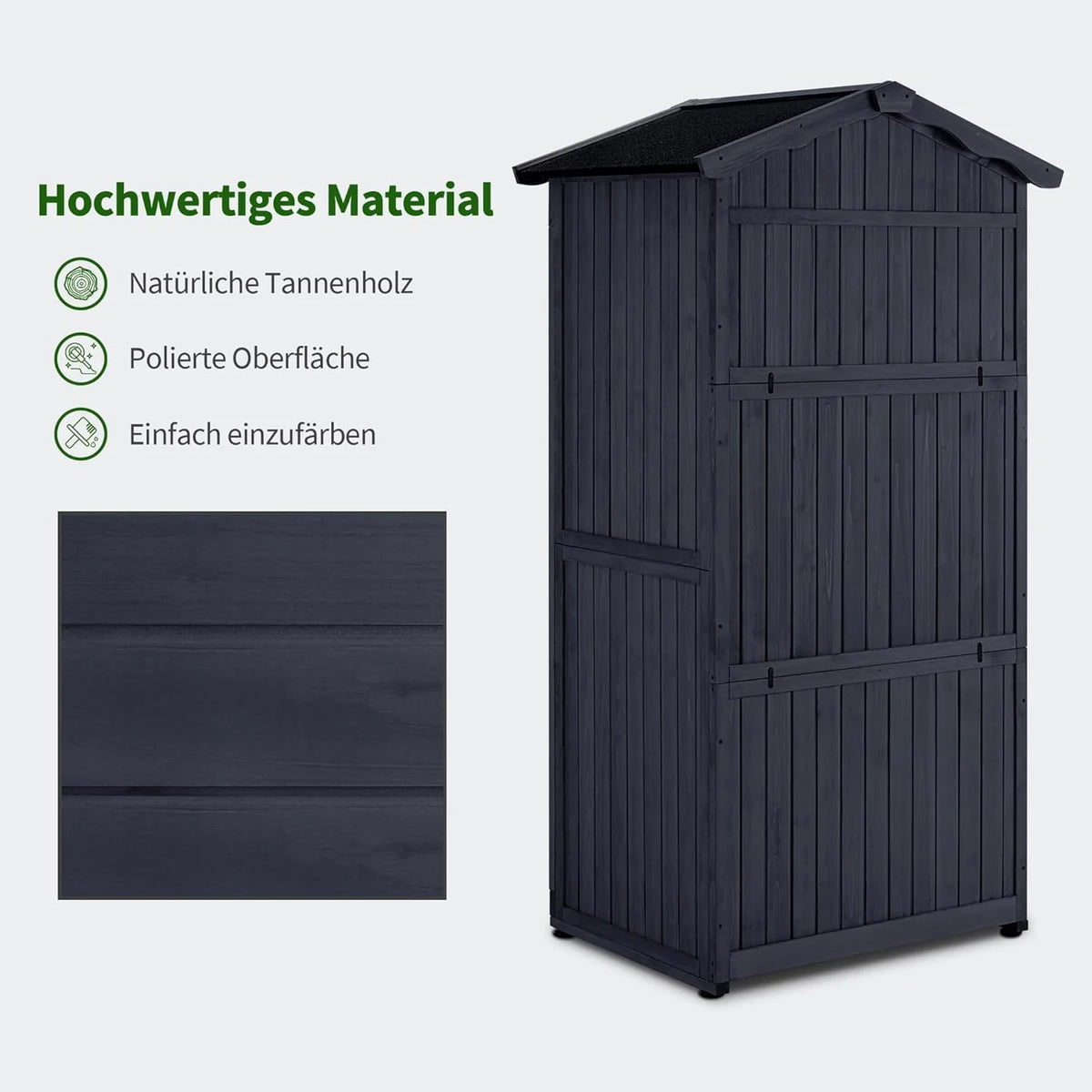 M MCombo Szafka ogrodowa, odporna na warunki atmosferyczne, drewniana, wodoodporna szafa zewnętrzna z podłogą, do użytku na zewnątrz, na balkon, 74 × 99 × 193 cm (antracytowa)