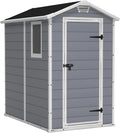 Keter Manor 4X6 - Domek ogrodowy, 130x192x198cm i 2,2m2, Podłoga, System wentylacji, Drzwi i Okno, Wodoodporny, Kolor Szary