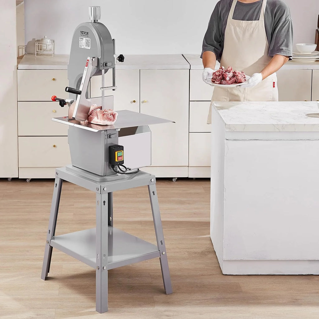 VEVOR Komercyjna Piła Elektryczna do Kości, Piła Taśmowa do Kości 1500 W, 300 kg/h, Elektryczna Piła do Mrożonego Mięsa i Kości, Grubość Cięcia 4-200 mm, do Restauracji, 54x49,5x142 cm