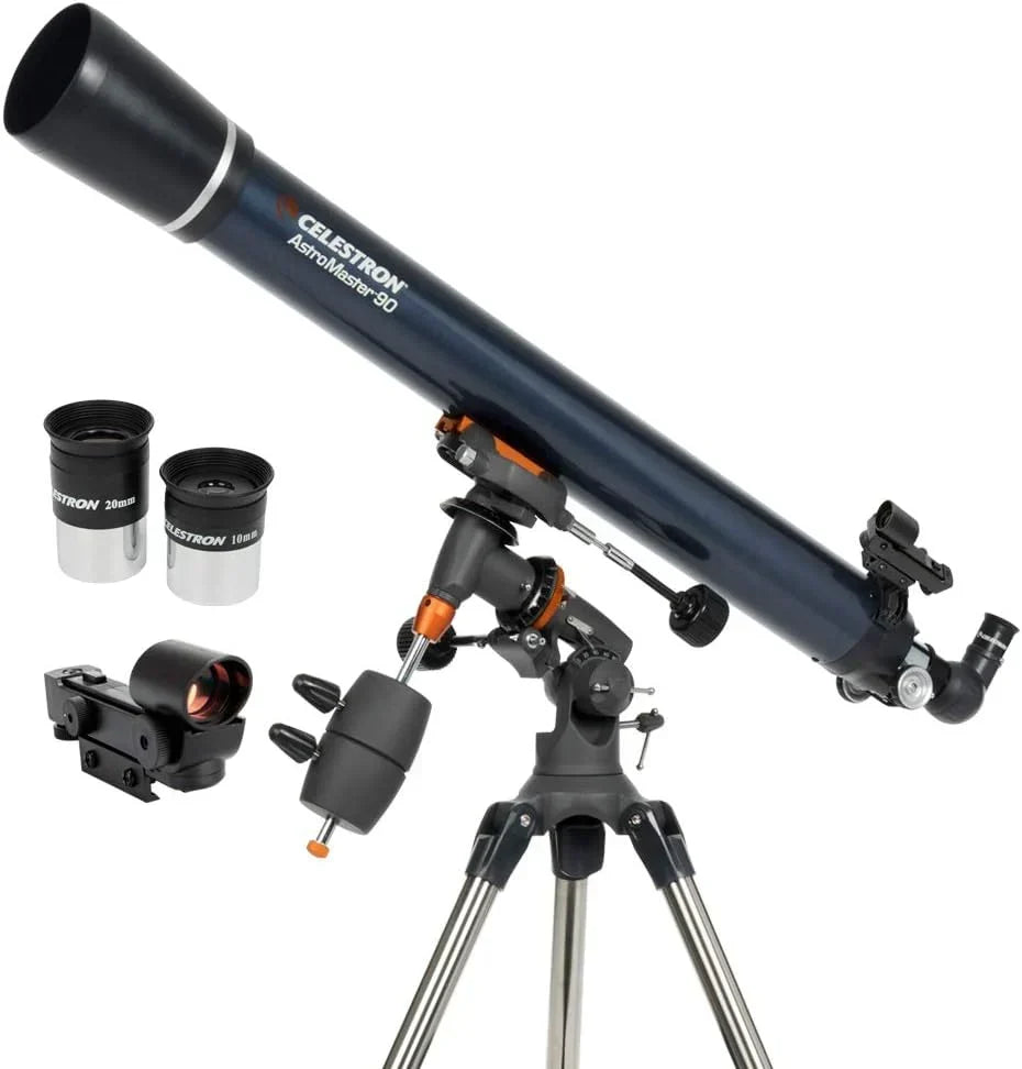 Celestron 31051 AstroMaster 130EQ, Teleskop zwierciadłowy Newtona z napędem silnikowym, granatowy