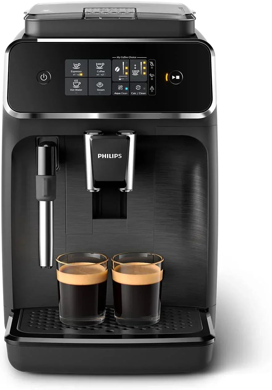 Ekspres automatyczny Philips Seria 2200 - 2 kawy, ekran dotykowy, klasyczny spieniacz do mleka, ceramiczny młynek, matowa czerń (EP2220/10)