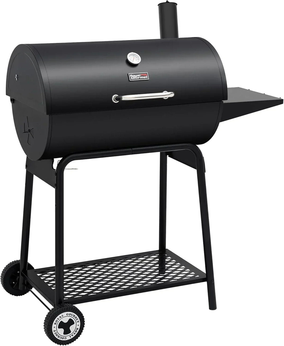 Grill węglowy Royal Gourmet CC1830 30 cali z bocznym stolikiem, grill zewnętrzny z 627 calami kwadratowymi powierzchni do gotowania na ogród, patio i imprezy, czarny, 2026