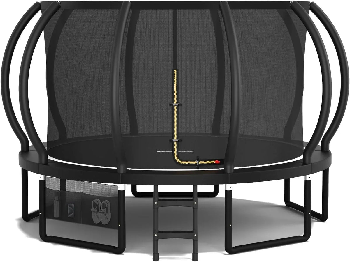 Devoko Trampolina Ogrodowa dla Dzieci Ø 228/305/366/427 cm, Trampolina Zewnętrzna "Dynia" z Certyfikatem GS z Siatką Bezpieczeństwa, Drabinką, Udźwig 150 kg