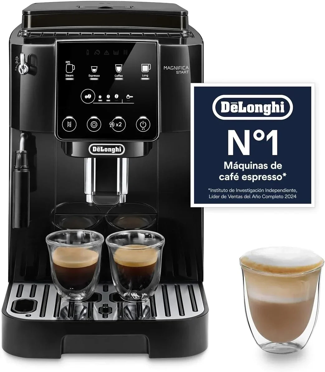 De'Longhi Magnifica S – ekspres automatyczny Perfetto, manualny spieniacz do mleka, espresso i cappuccino, panel sterowania z przyciskami, czarny (ECAM11.112.B)