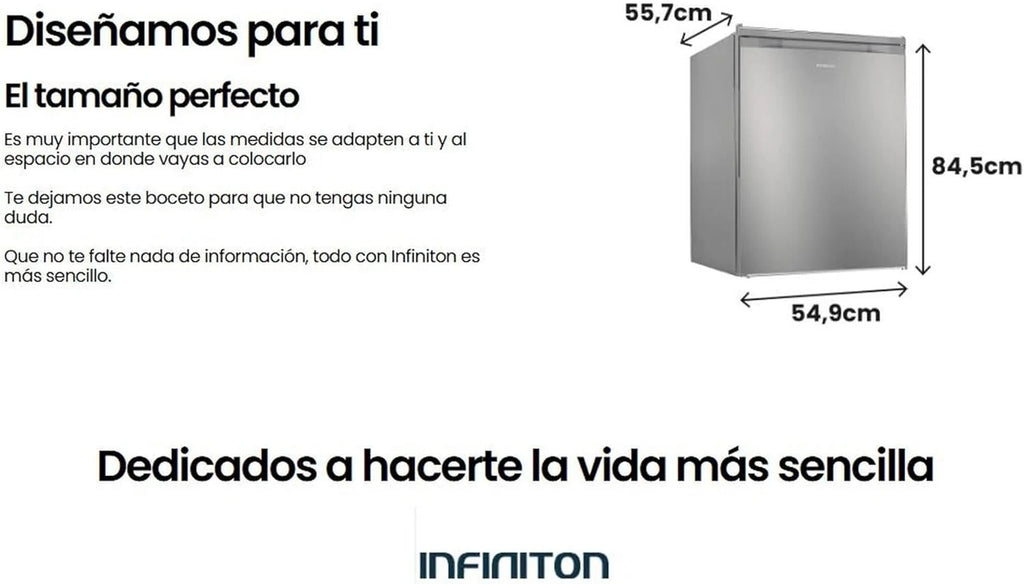 INFINITON CV-A85I - Zamrażarka pionowa, 80 litrów, 85 cm, 3 szuflady, regulacja temperatury, odwracalne drzwi, regulacja wysokości, klasa energetyczna E, Inox