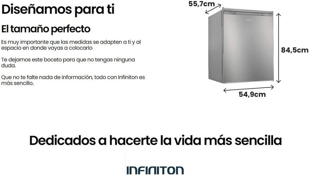 INFINITON CV-A85I - Zamrażarka pionowa, 80 litrów, 85 cm, 3 szuflady, regulacja temperatury, odwracalne drzwi, regulacja wysokości, klasa energetyczna E, Inox