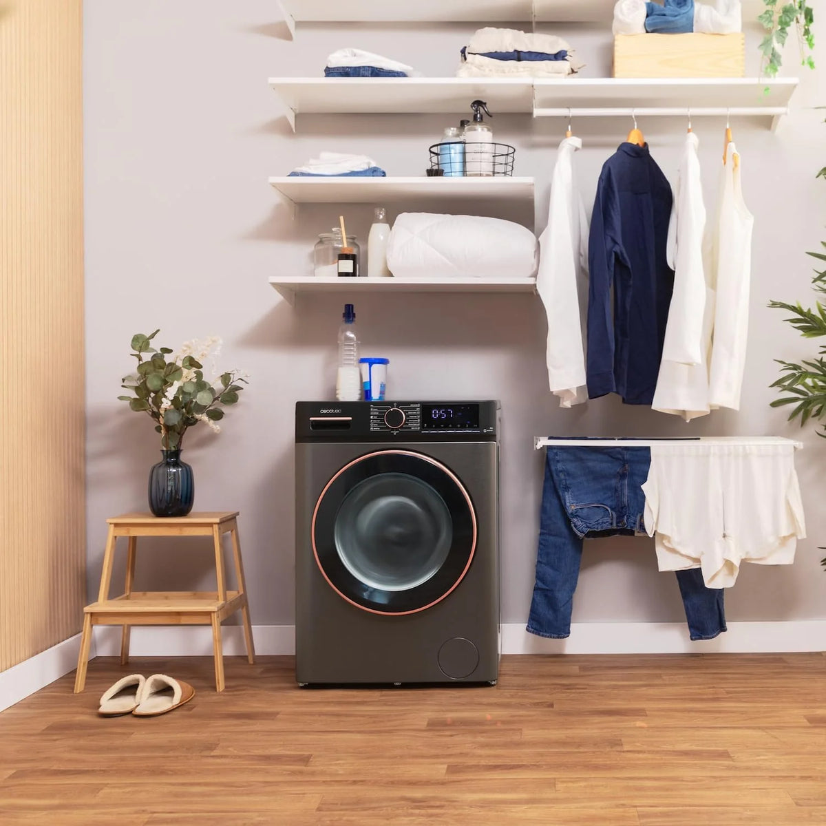 Cecotec Pralka 10kg Ładowana Od Przodu Bolero DressCode 10610 Inverter Steel A. 1400 obr./min, Steam Max, Silnik Inverter Plus, 15 Programów, OnSmart, Smooth Wash, Stop&Go, Uszczelka Antybakteryjna, Drum Clean