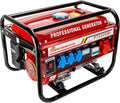 Agregat prądotwórczy benzynowy | W zestawie akcesoria | Cichy generator prądu | 5 gniazd: 3 x 230 V / 1 x 400 V / 1 x 12 V | 6,5 KM