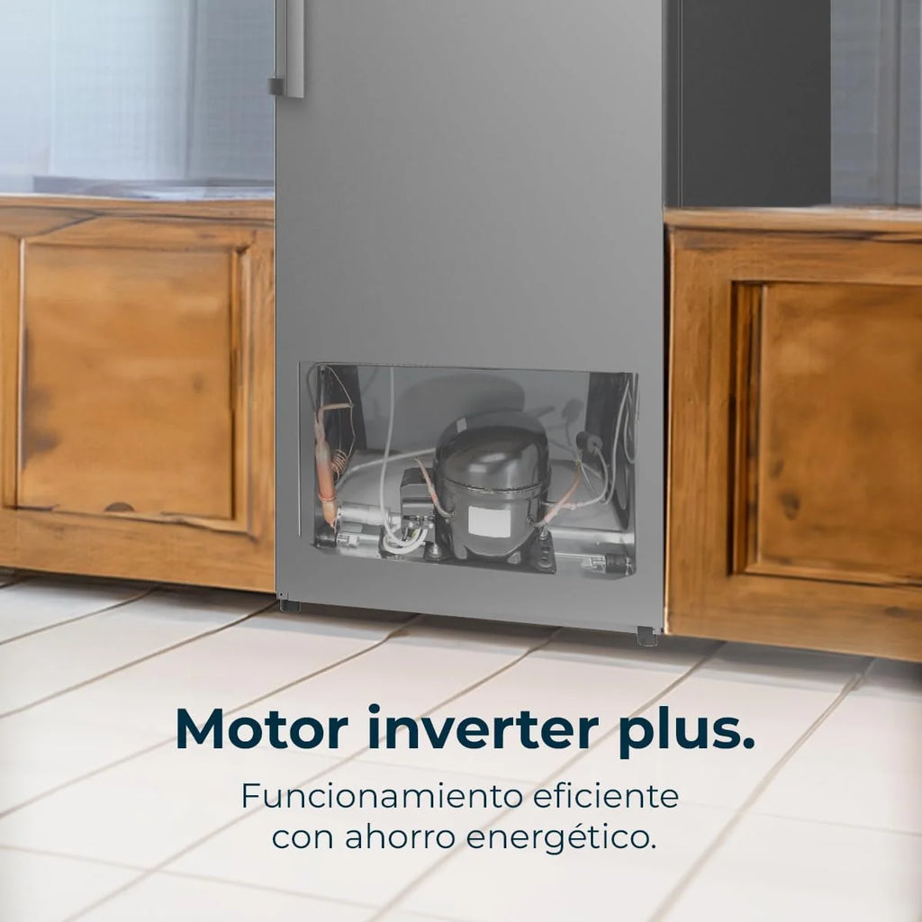 Cecotec Pionowa Zamrażarka Bolero CoolMarket UF 380 inox D. 380L, 1950W, Silnik Inverter Plus, Niskie Zużycie Energii, Total No Frost, Wyświetlacz w drzwiach, Możliwość Przekształcenia w Lodówkę, Multi Airflow