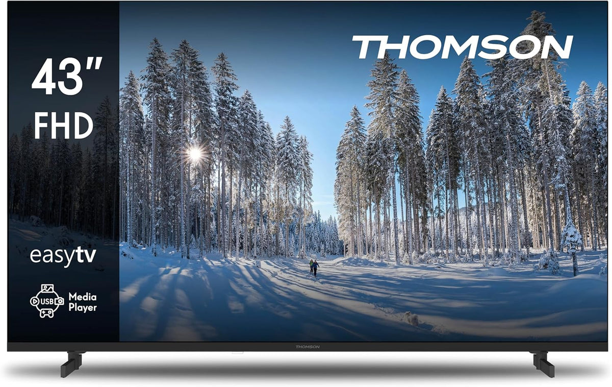 Thomson TV 32 (81 cm) HD Easy TV, LED-TV (ej smart), trippelmottagare (DVB-T/T2/C/S/S2), Dolby Audio, hotellläge, mediaspelare, bakgrundsbelyst fjärrkontroll, 3x HDMI - 32HD2S13(43"/blackone)