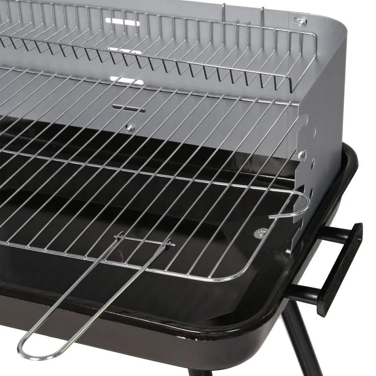 Grill węglowy Lolahome ze stalowym rusztem, 57x38x80 cm, czarny