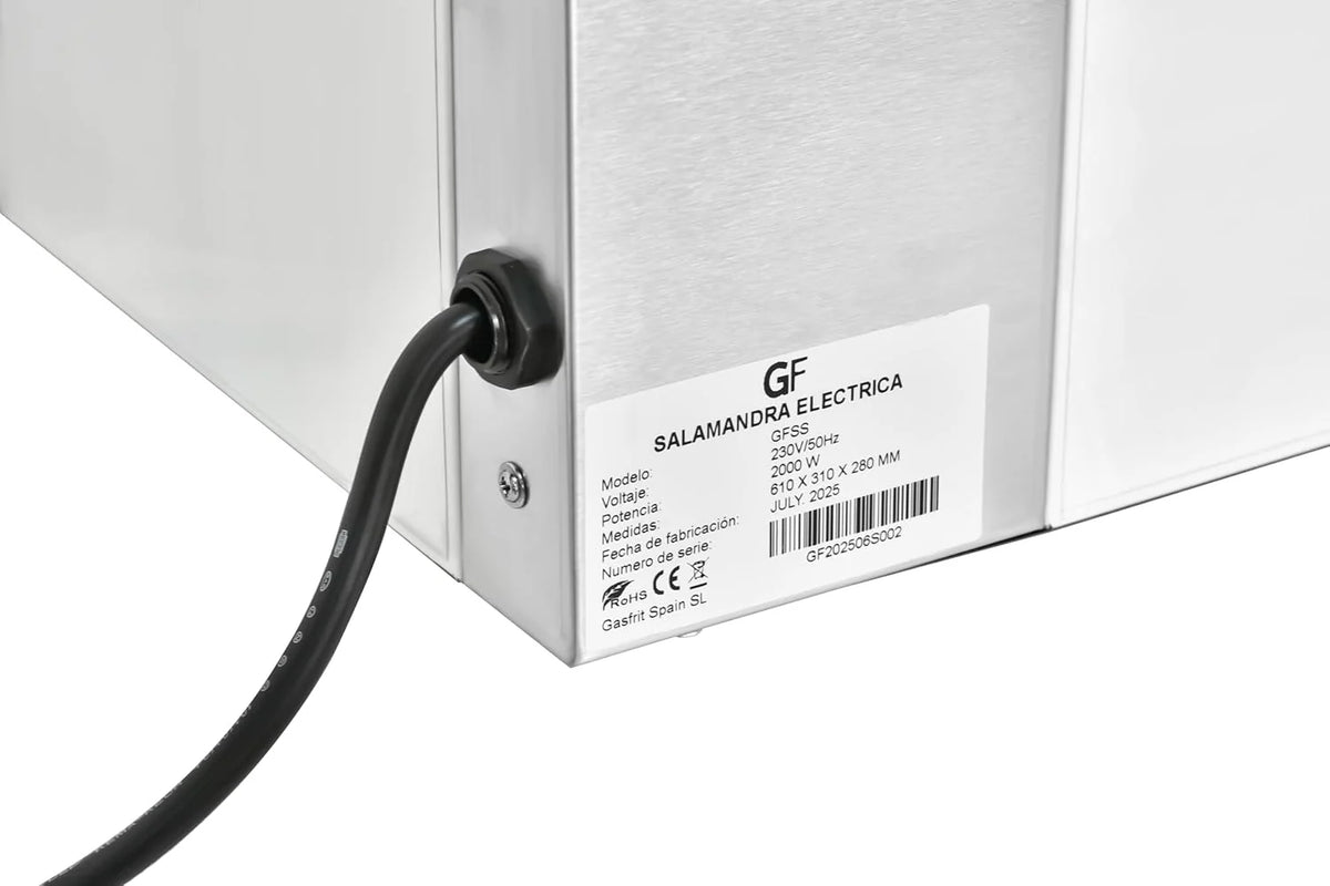 Profesjonalny Opiekacz Elektryczny Salamander 2000 W – Stal Nierdzewna 18/10 – Timer 30 min – 50-300 °C – Zastosowanie Przemysłowe HoReCa