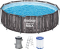Bestway Steel Pro MAX Frame - Okrągły basen (366 x 100 cm, z pompą filtrującą, efekt drewna)