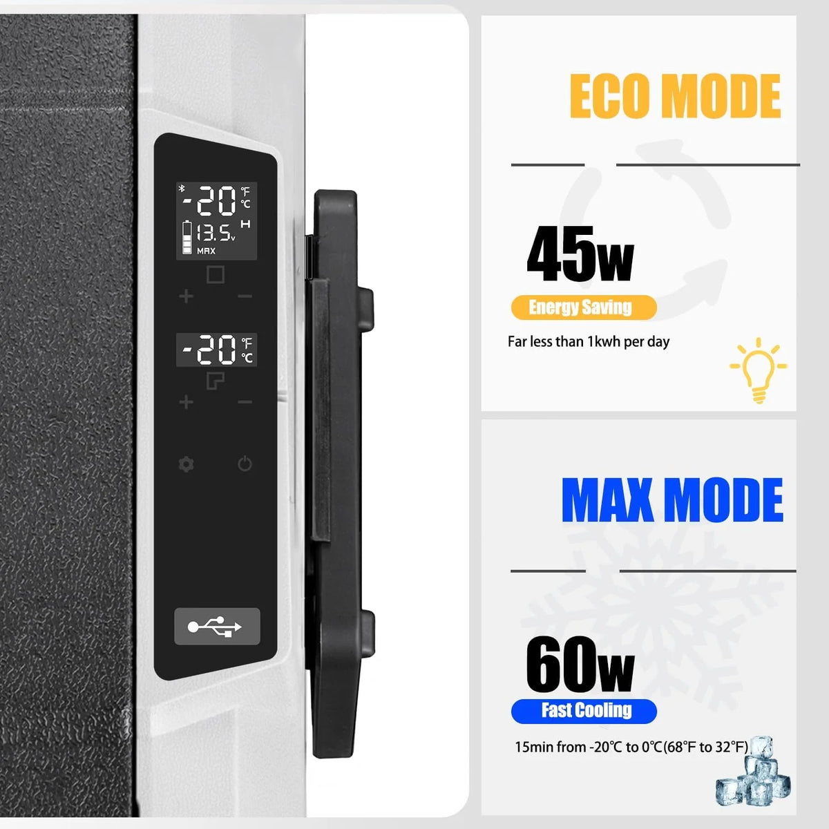 Alpicool T50 50 litrów lodówka przenośna 12 V 24 V, mała zamrażarka samochodowa, kempingowa, do ciężarówki, łodzi i z wtyczką z portem USB