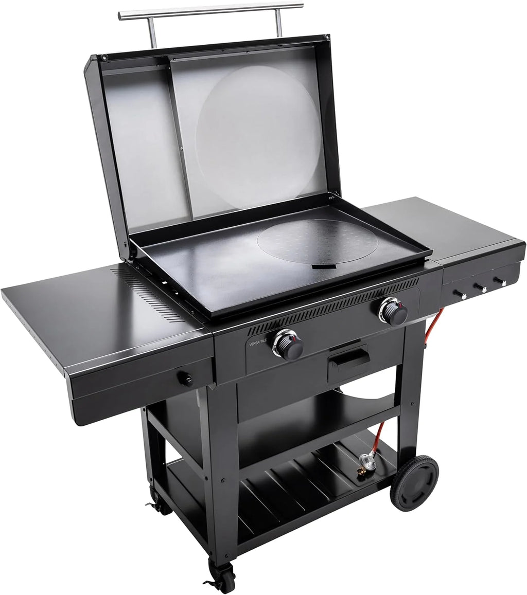 Char-Broil Grill Gazowy Versa-Tile, 2-Strefowy Grill Płytowy, Powierzchnia Gotowania: 70 x 50 cm, System Modułowy 3 w 1: Płyta, Ruszt i Piec do Pizzy