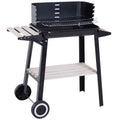 Grill Węglowy BBQ Z Kółkami I Półką Outsunny 83x37x87cm Czarny