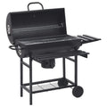 2026 Grill z kółkami i półkami, czarny, stal, 115 x 85 x 95 cm, grill ogrodowy