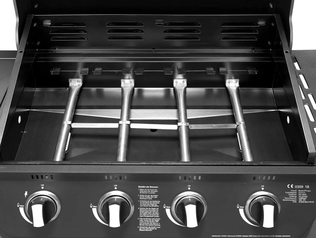 Grill gazowy „COLUMBUS” 4 + 1 palnik El Fuego® BBQ grill na kółkach, grill gazowy Barbecue AY 563