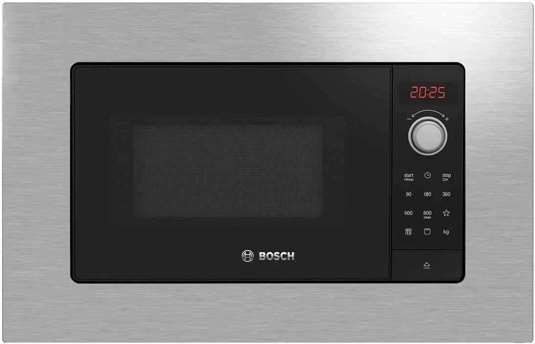 Bosch - Kuchenka mikrofalowa do zabudowy, 800 W, 20 litrów, Seria 4, Grill, Czarny/Inox, BEL523MS0