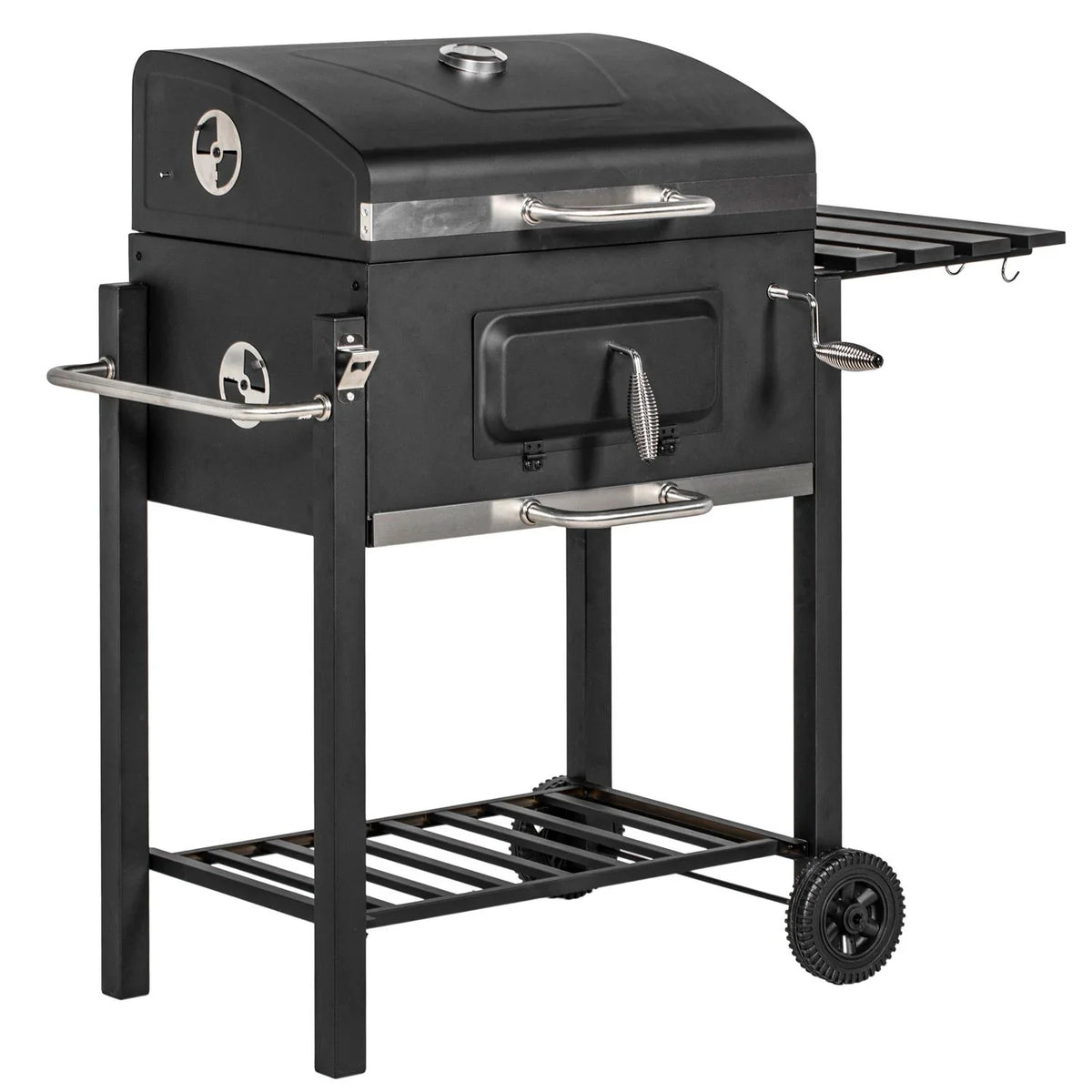 Grill Węglowy Outsunny Ze Stali Nierdzewnej 113x65x108 cm Czarny
