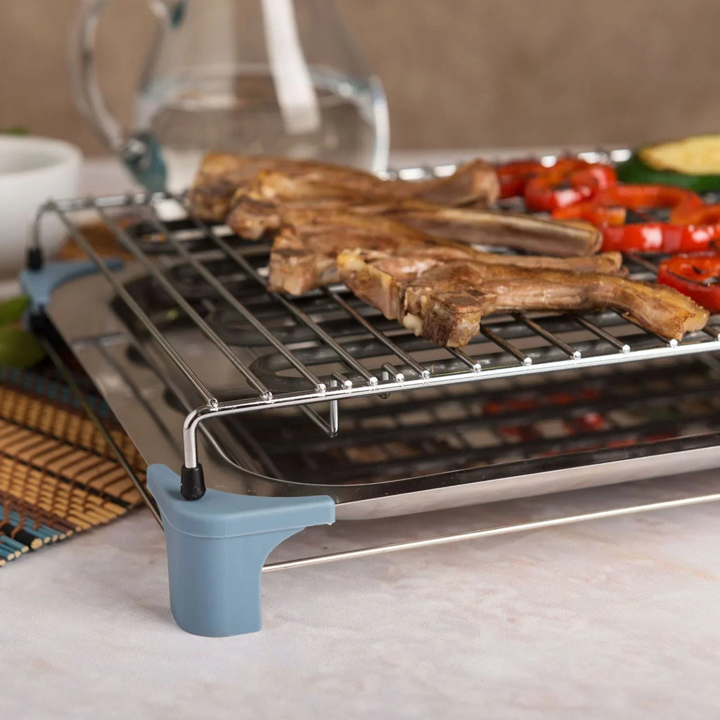 Elektryczny grill Jata Bq5101am. Zdrowe gotowanie bez dymu i zapachów. Ruszt z 2 poziomami wysokości. Wyprodukowano w Hiszpanii